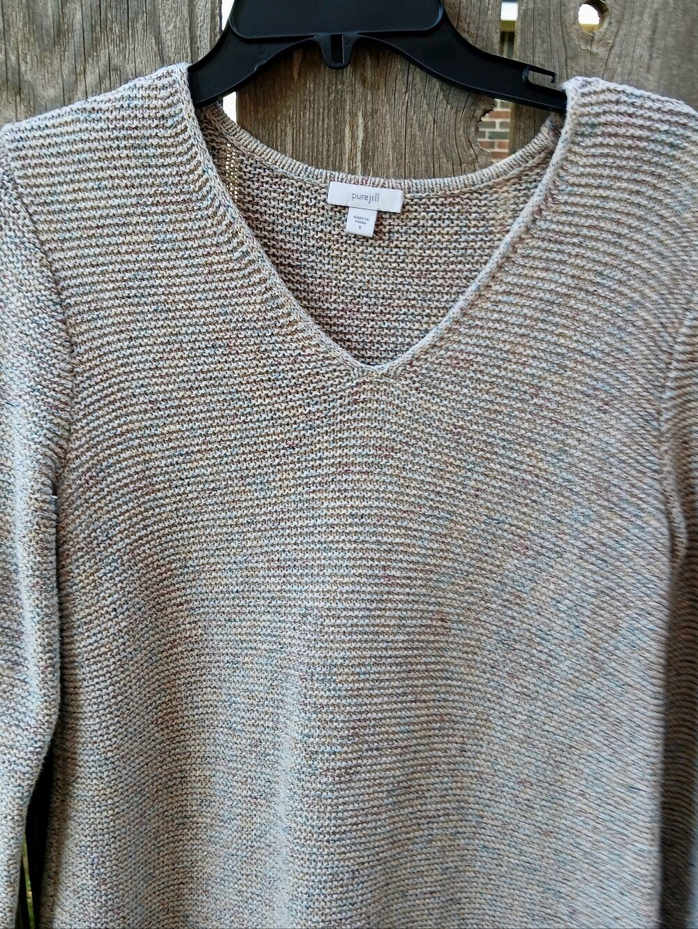 J. Jill Beige Sweater Tunic Sz S Pure Jill Cotton Blend Multicolor Knit